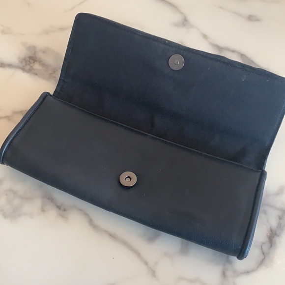 Black Leather Clutch With Silver Pyramid Studs - Picture 3 of 8